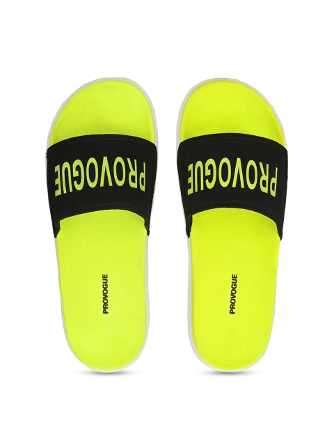 

Provogue Men Fluorescent Green & Black Colourblocked Sliders