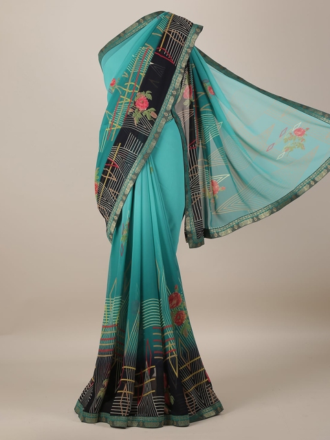 

Pothys Green Printed Poly Georgette Saree