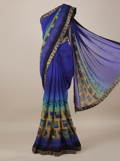 

Pothys Blue Printed Poly Georgette Saree
