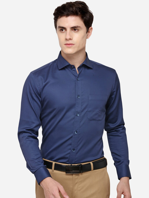 

METAL Men Blue Slim Fit Solid Casual Shirt