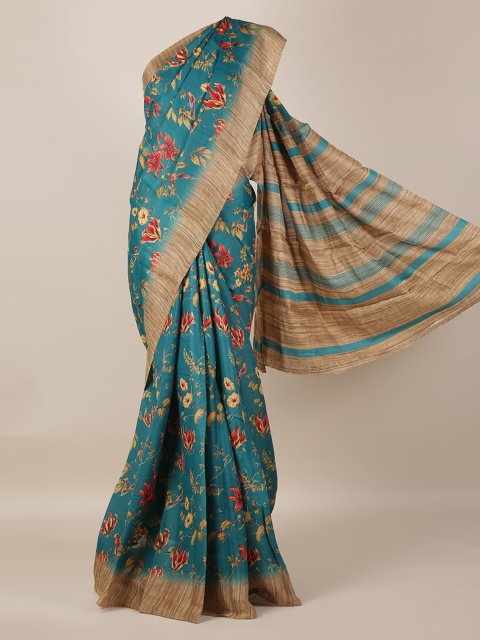 

Pothys Green & Red Jute Silk Printed Saree