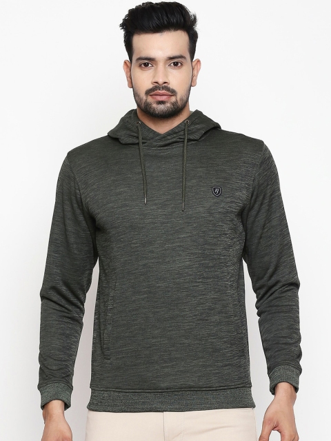 

Killer Men Olive Green Solid Hooded Sweatshirt
