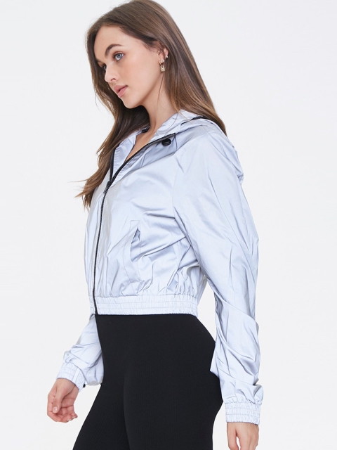 

FOREVER 21 Women Grey Solid Sporty Jacket
