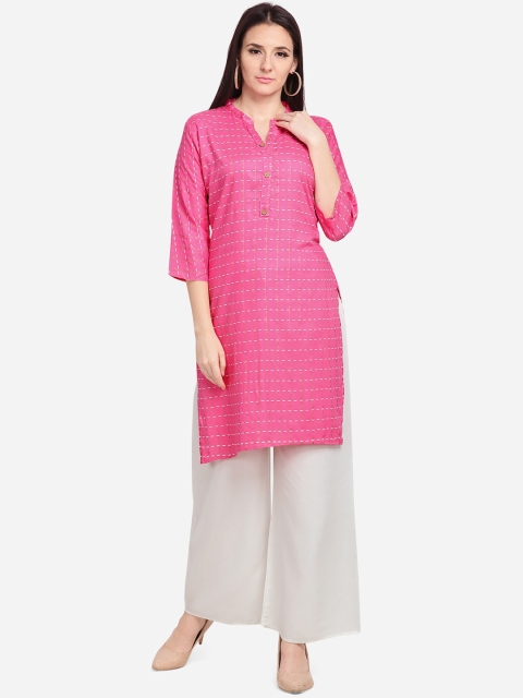 

SHAVYA Women Pink & White Printed Kurta with Palazzos