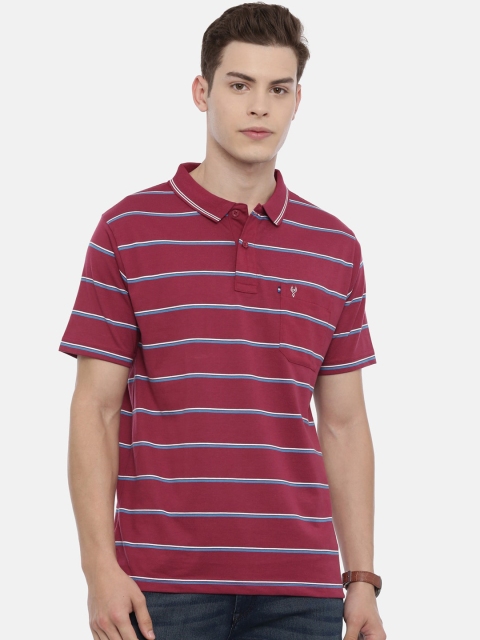 

Classic Polo Men Maroon Striped Polo Collar T-shirt