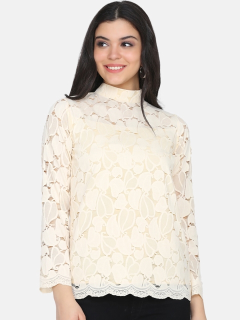 

Eavan Women Cream-Coloured Self Design Top