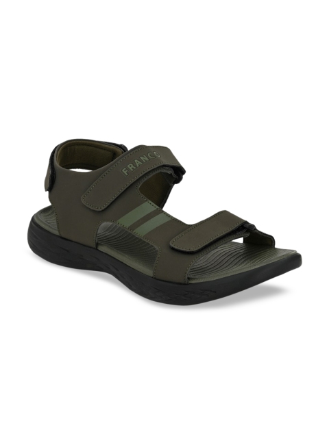 

Franco Leone Men Olive Green Comfort Leather Sandals