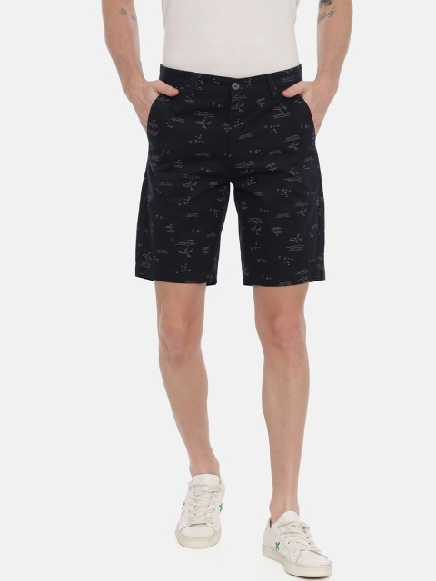 Classic Polo Men Navy Blue Printed Slim Fit Regular Shorts