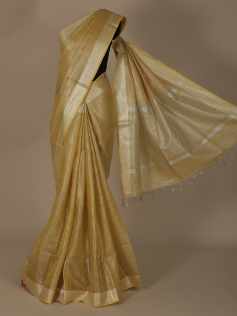 

Pothys Yellow Solid Pure Linen Saree