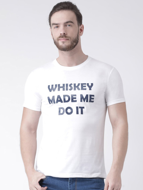 

GRIFFEL Men White & Blue Printed Round Neck T-shirt