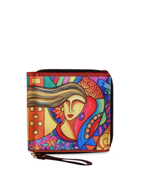 

All Things Sundar Women Pink & Red Printed Two Fold-Wallet
