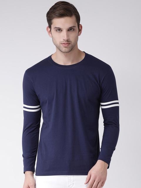 

GRIFFEL Men Navy Blue Solid Round Neck T-shirt