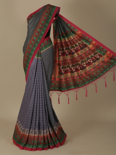 

Pothys Grey & Pink Jute Silk Woven Design Saree
