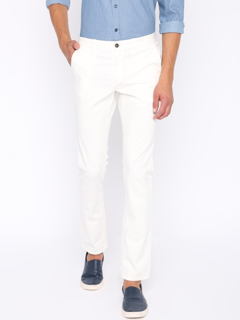 

Basics Men Off-White Tapered Fit Solid Chinos