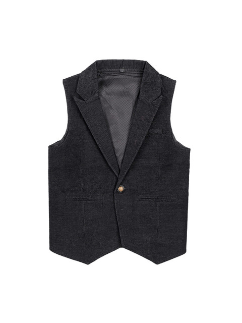 

Actuel Boys Black Solid Pure Cotton Pure Cotton Corduroy Pure Cotton Waistcoat