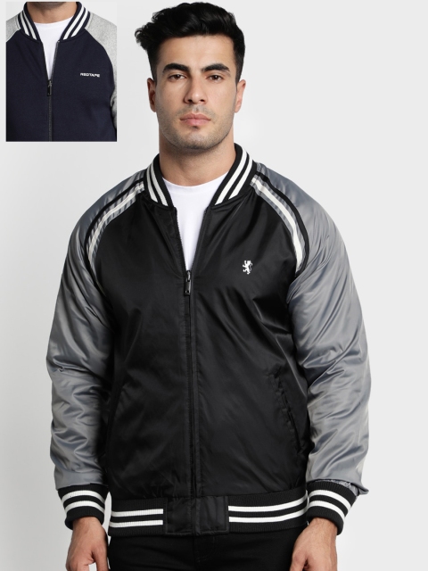 

Red Tape Men Navy Blue Solid Reversible Bomber Jacket