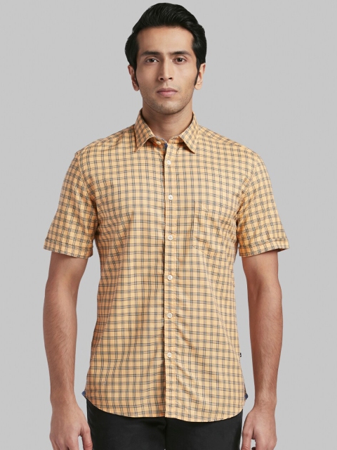 

Parx Men Orange Slim Fit Checked Casual Shirt