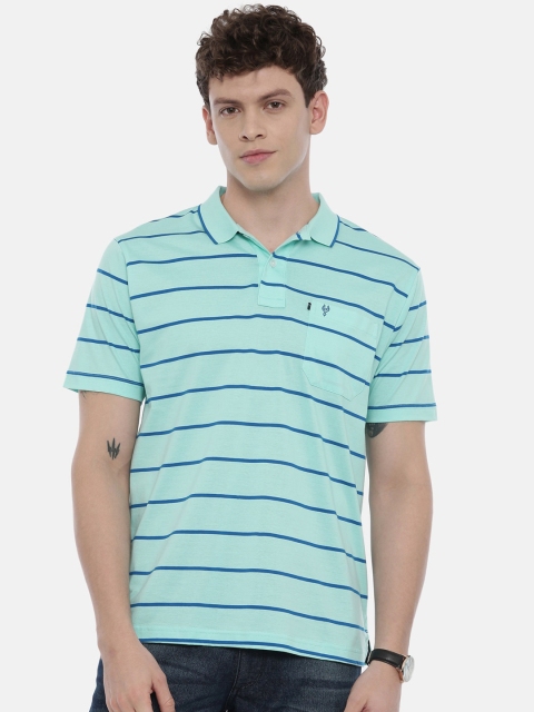 

Classic Polo Men Blue Striped Polo Collar T-shirt