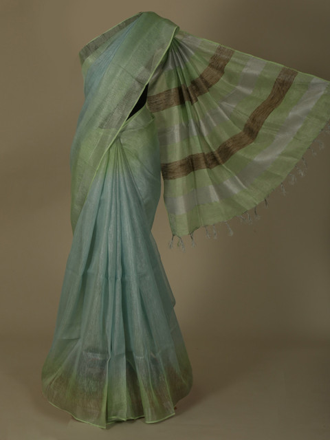 

Pothys Blue Solid Pure Linen Saree