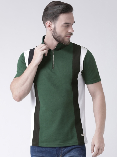 

GRIFFEL Men Green Colourblocked High Neck T-shirt