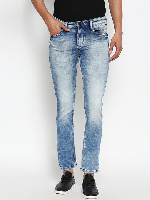 

Lawman pg3 Men Blue Tapered Fit Mid-Rise Clean Look Stretchable Jeans