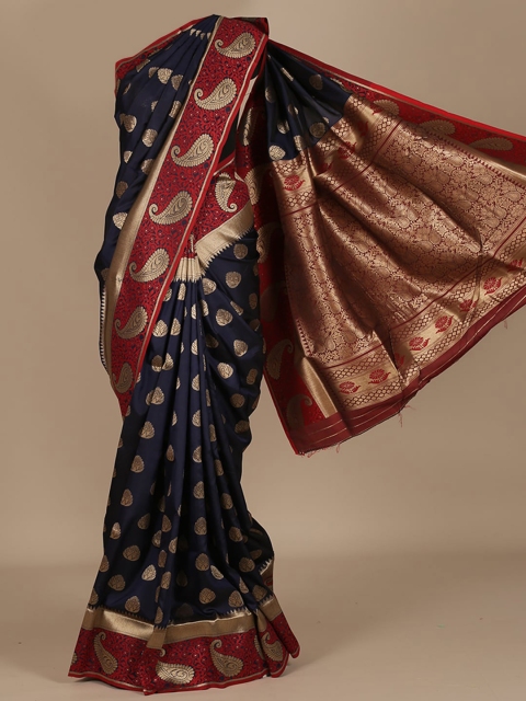 

Pothys Navy Blue Woven Design Jute Silk Saree