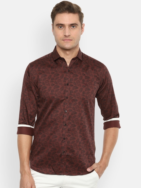 

V Dot Men Brown Slim Fit Printed Casual Shirt
