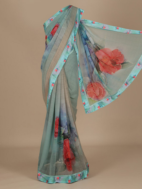 

Pothys Blue Printed Poly Chiffon Saree