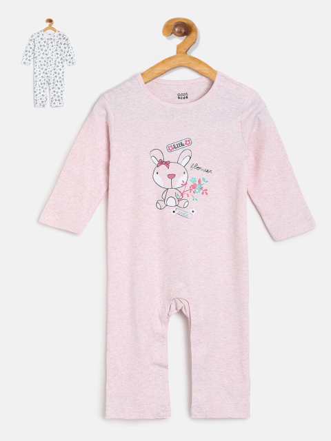 

MINI KLUB Infant Girls Pack Of 2 Printed Rompers, Pink