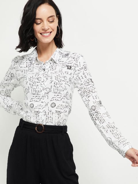

max Women Off White Regular Fit Printed Casual Shirt