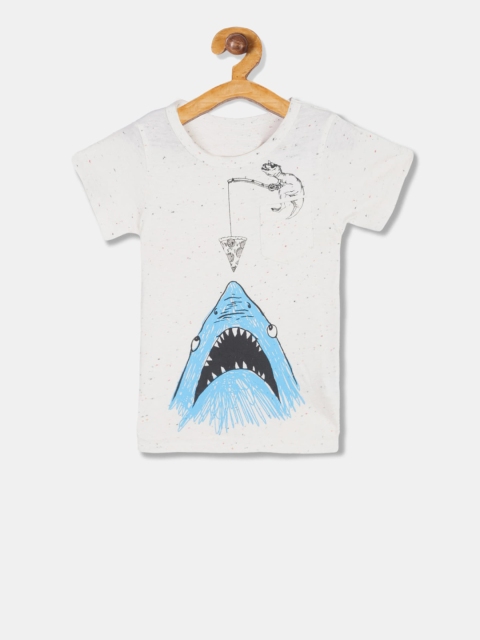 

The Childrens Place Boys White Printed Henley Neck T-shirt