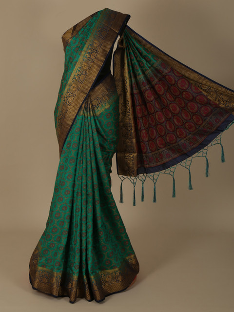 

Pothys Green Woven Design Jute Silk Saree