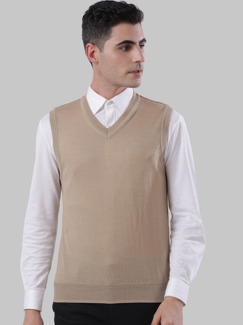 

Raymond Men Beige Solid Sweater Vest