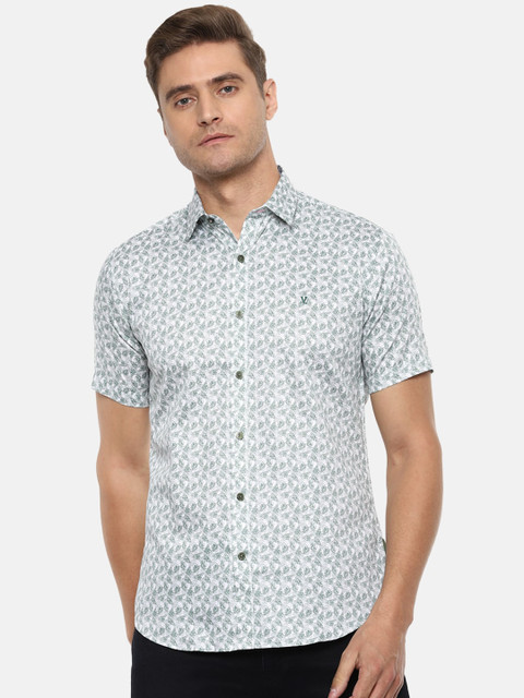 

V Dot Men White & Grey Slim Fit Printed Casual Shirt
