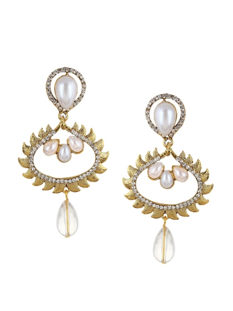 

OOMPH Gold-Plated & White Floral Drop Earrings