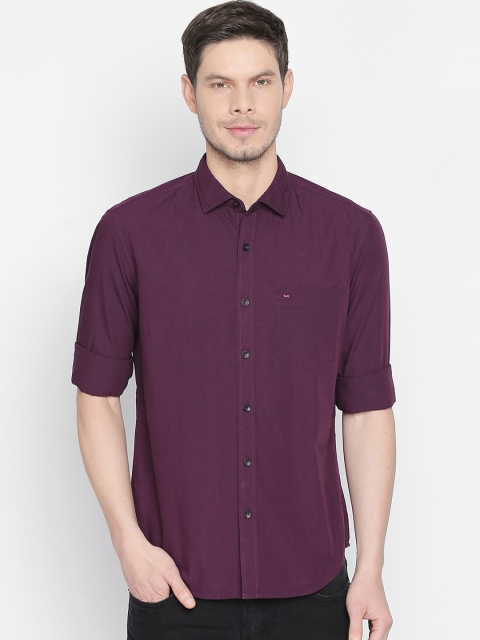 

Basics Men Purple Slim Fit Solid Casual Shirt