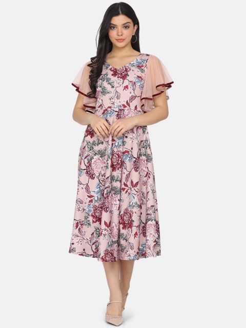 

Eavan Women Peach-Coloured Printed Fit and Flare Dress