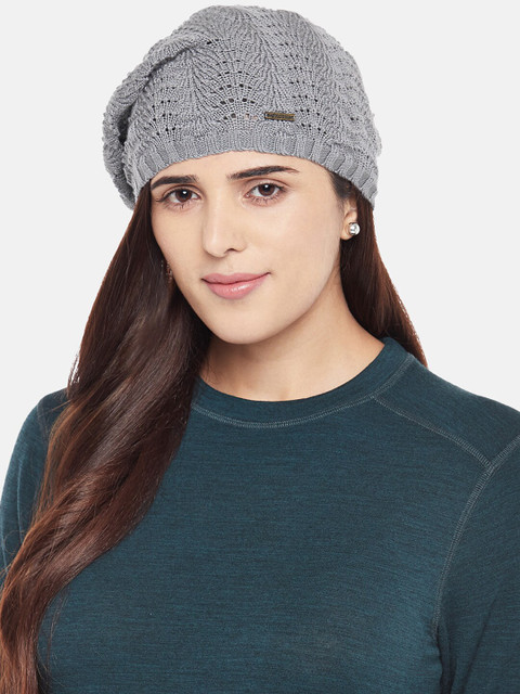 

Kosha Women Grey Self-Design Beanie Cap
