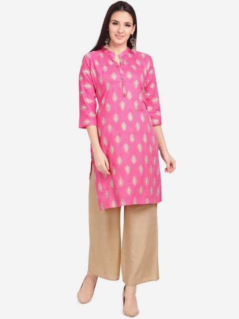 

SHAVYA Women Pink & Beige Printed Kurti with Palazzos