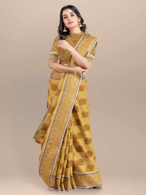 

BharatSthali Yellow Woven Design Banarasi Saree
