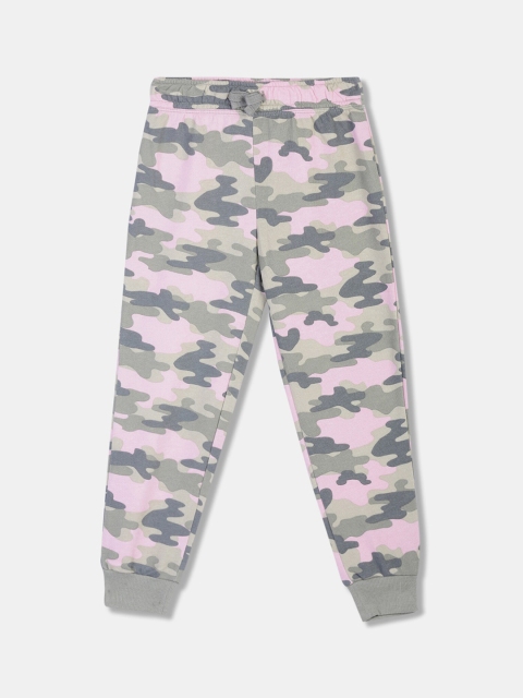 

The Childrens Place Girls Green & Pink Printed Slim-Fit Joggers