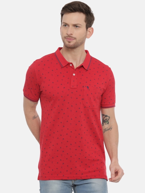 

Classic Polo Men Red Printed Polo Collar T-shirt
