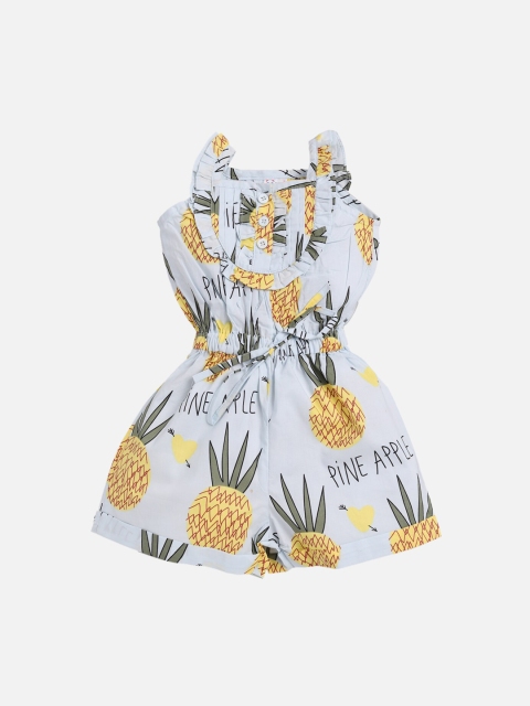 

NAUTI KIDZG Girls Blue & Yellow Printed Cotton Romper