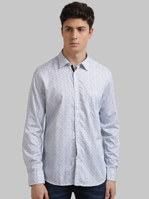 

Parx Men Blue Slim Fit Printed Casual Shirt