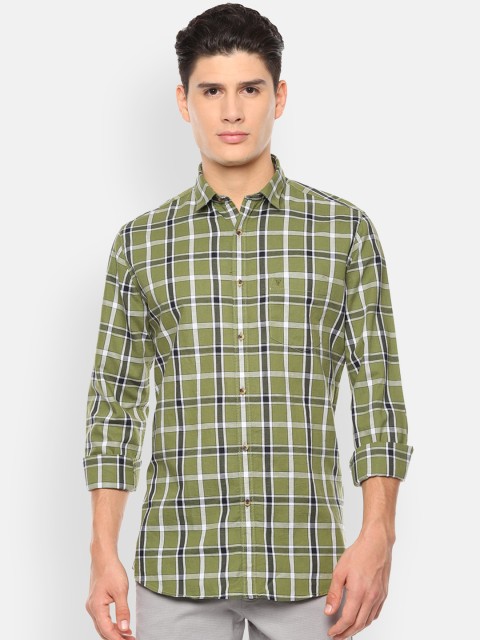 

Van Heusen Sport Men Olive Green Slim Fit Checked Casual Shirt