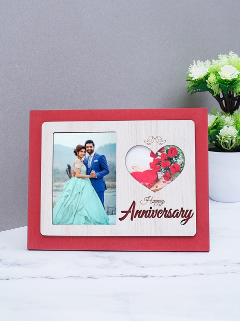 

Golden Peacock Red Rectangular Wooden Table-Top Photo Frame