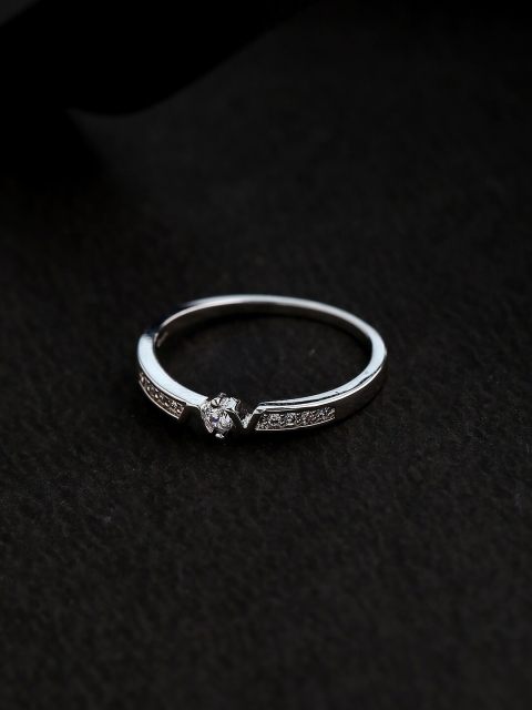 

Voylla Silver-Plated & White Cubic-Zirconia Studded Handcrafted Finger Ring