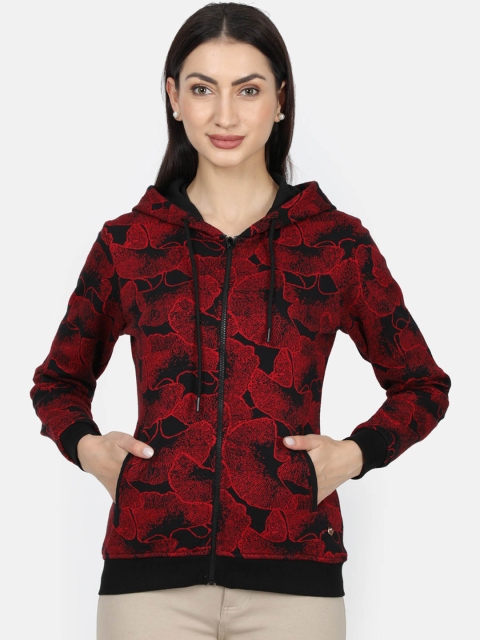 

Monte Carlo Women Red & Black Printed Hooded Sweatshirt