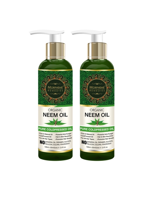 

Morpheme Remedies Unisex Set of 2 Pure Organic Neem Coldpressed Hair Oil, Green