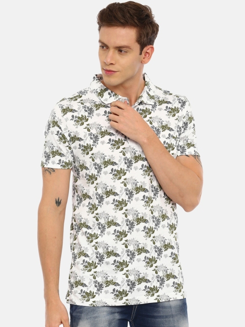 

Classic Polo Men White & Grey Slim Fit Printed Polo Collar T-shirt